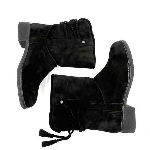 ABEO Blaine Black Suede Boot Shearling Tassel Size 8 - Picture 6 of 11